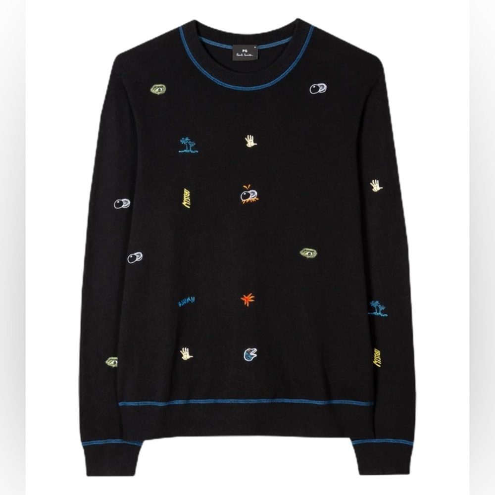 PS Paul Smith Black Sweater with Multicolor Accents NWT size XS